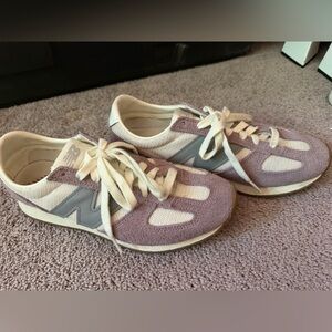 New Balance Lavender Suede & Gray Logo Retro Runners